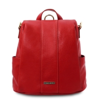 Leder-Rucksack Schultertasche rot